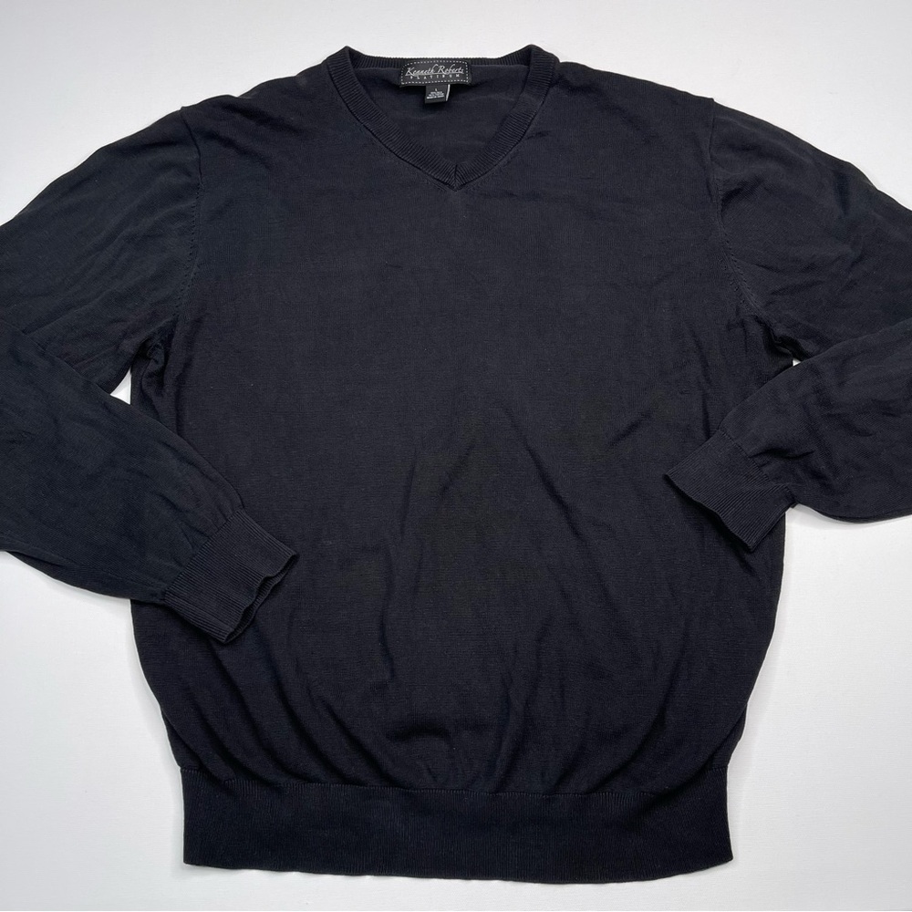 Kenneth Roberts Platinum Sweater Silk Cotton Black Winter Fall Outdoor Office